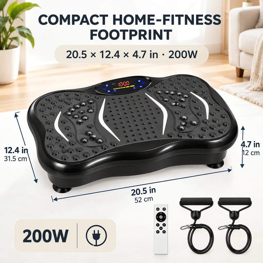 Compact Vibration Plate Exercise Machine With LCD And Resistance Bands