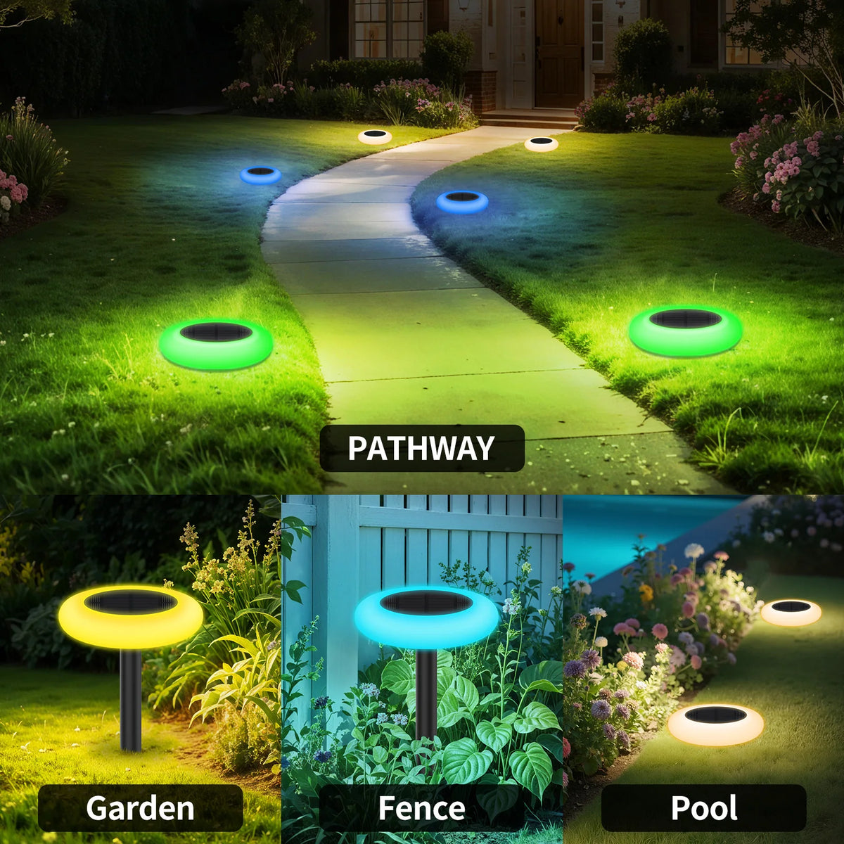 Intelamp Outdoor Solar LED Pathway Lights for Garden and Landscape