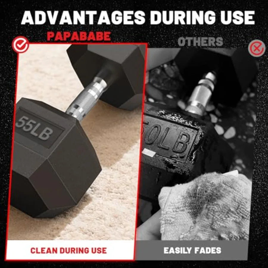 Rubber Encased Hex Dumbbell Set for Home Gym Strength Training