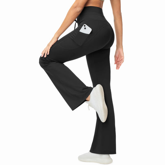 THE GYM PEOPLE Women's Drawstring Flare Yoga Leggings With Pockets