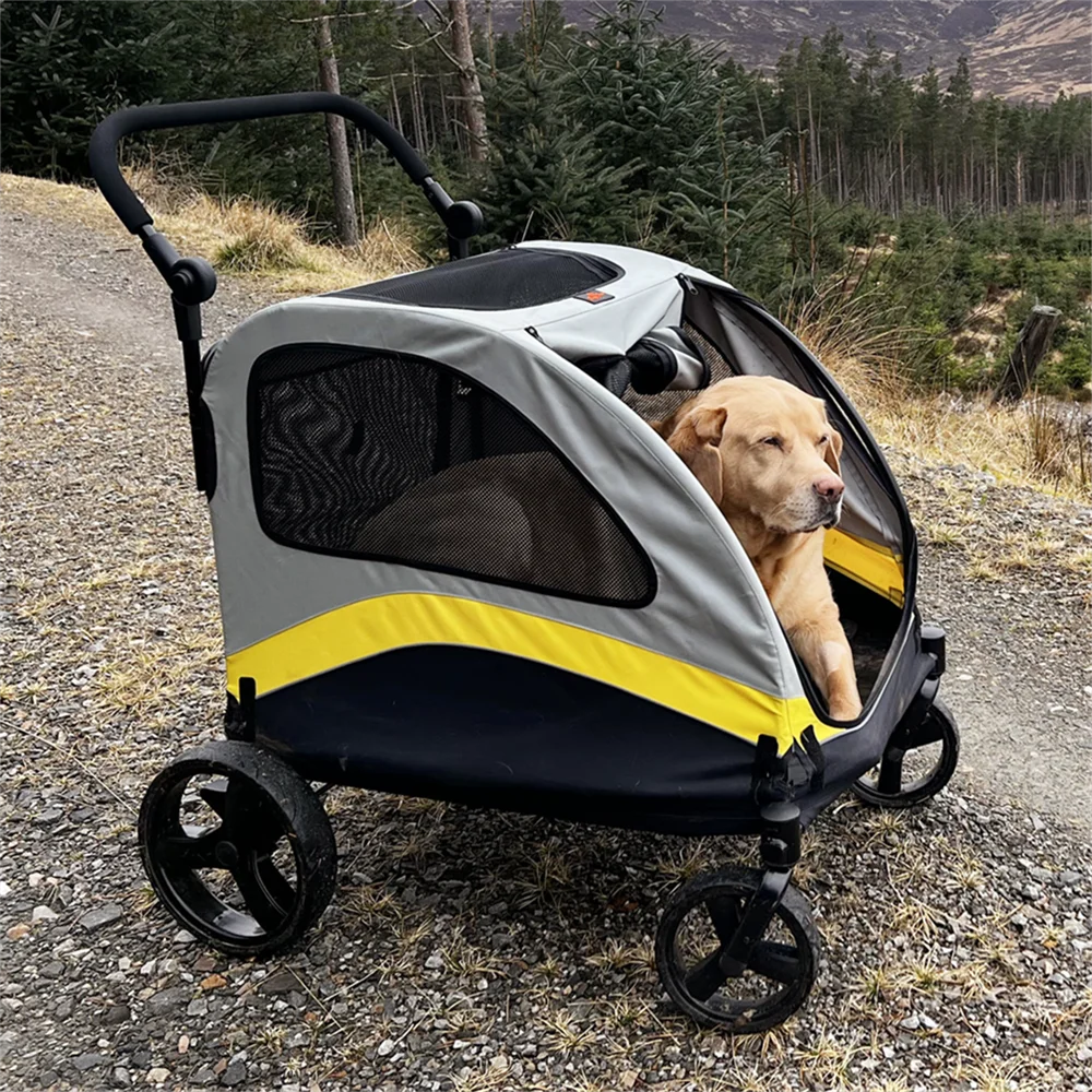 Foldable Dog Stroller Pram With Four Wheels For Travel