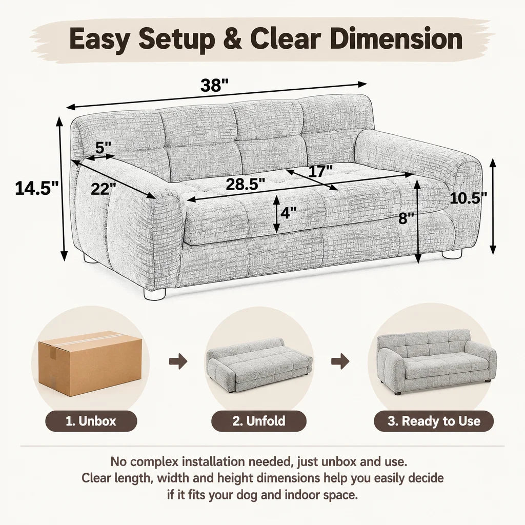 Breathable Dog Sofa Bed With Supportive Backrest And Armrests