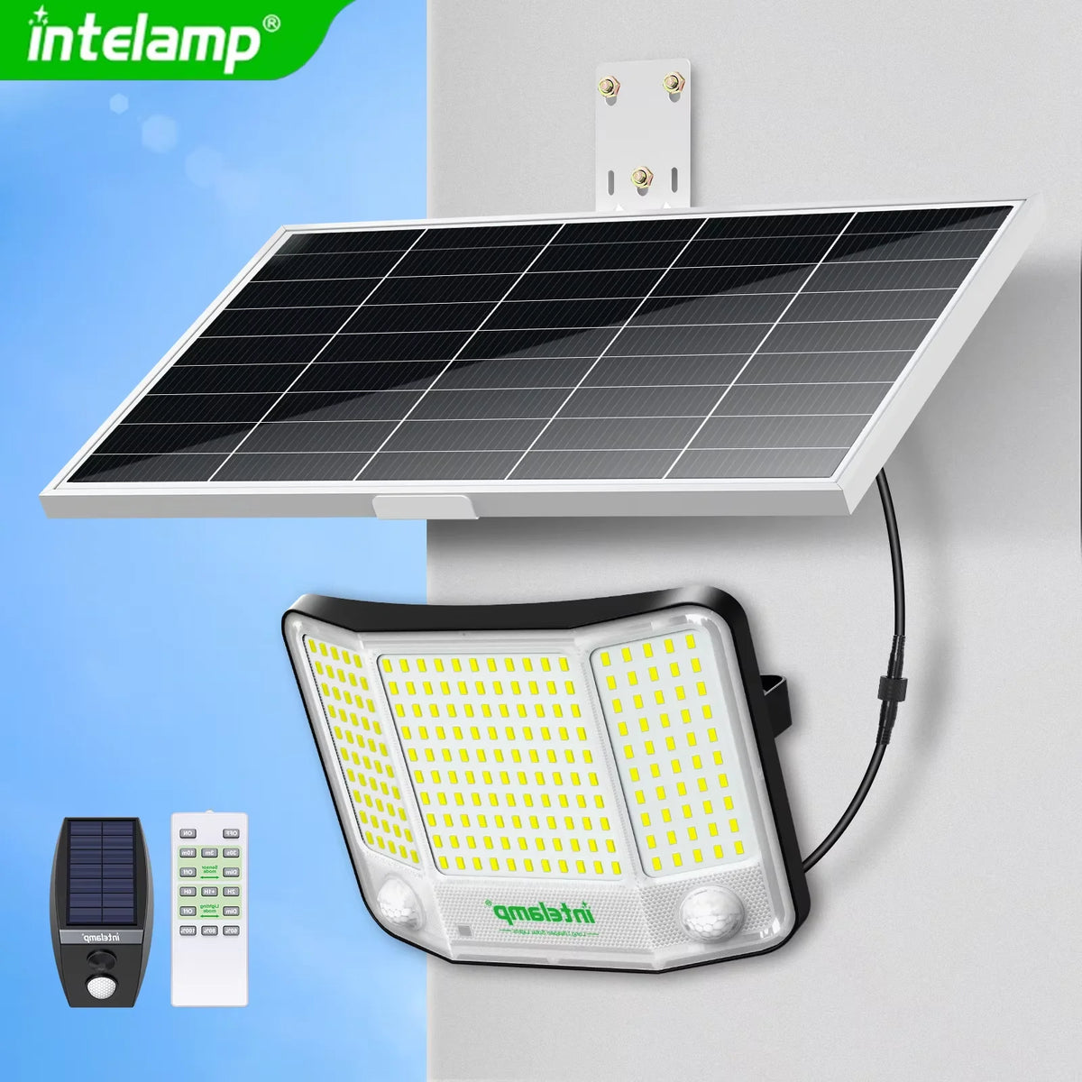 Intelamp Solar Motion Sensor Flood Light for Outdoor Areas