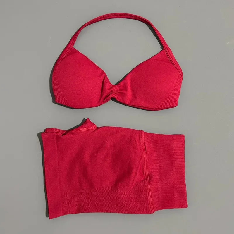 Seamless Yoga Bra And Scrunch Shorts Workout Set For Women