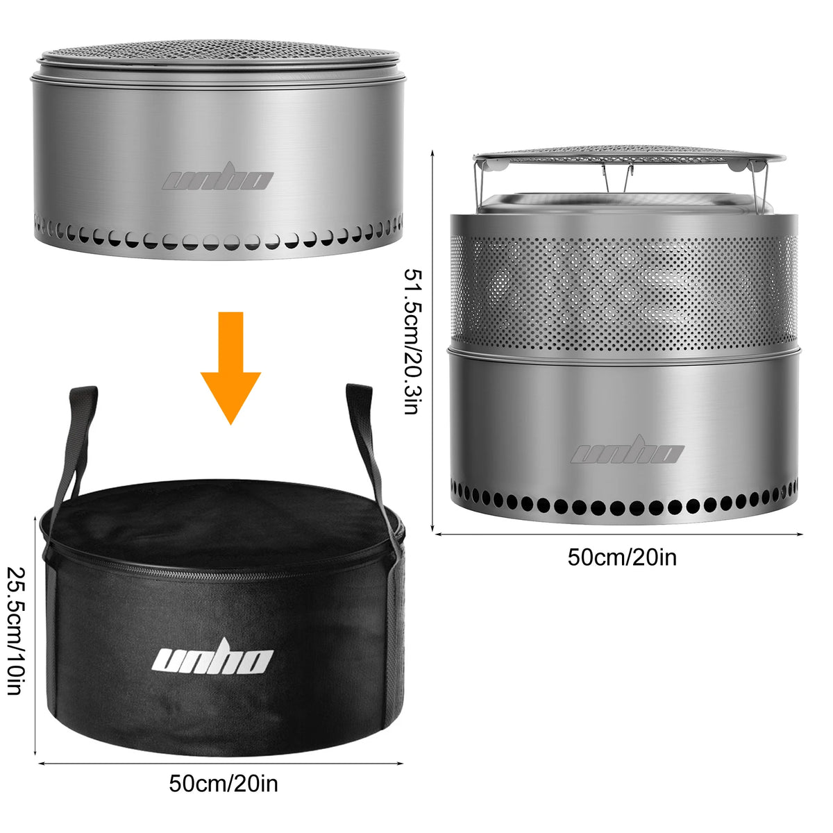Portable Stainless Steel Smokeless Outdoor Fire Pit For Wood Burning
