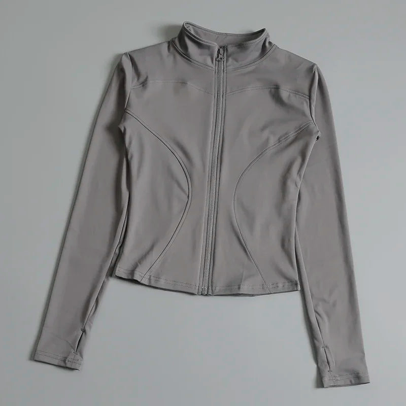 Women's Zip Up Yoga Shirt for Running and Gym Workouts