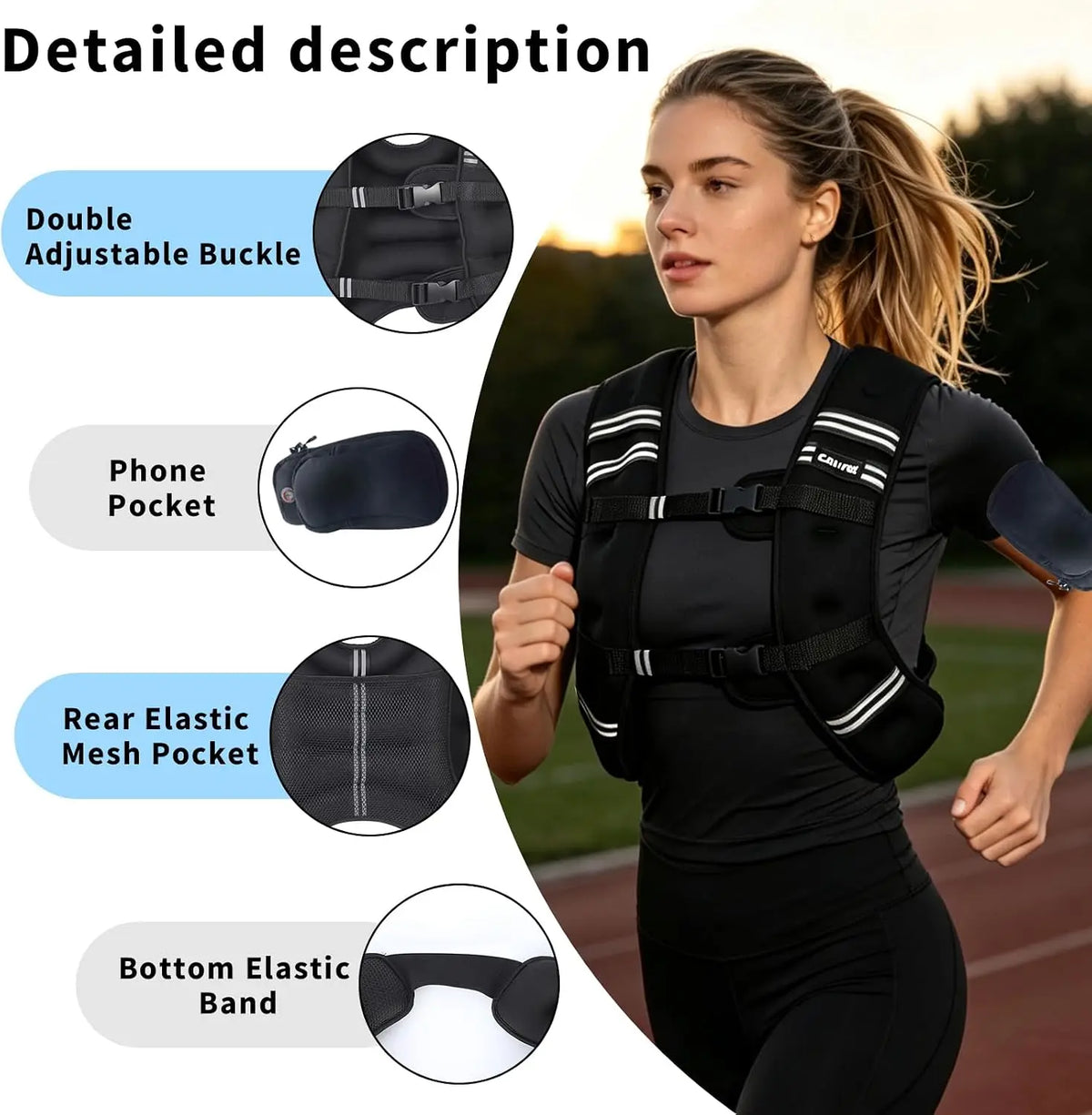 Weighted Workout Vest for Men and Women With Reflective Stripe