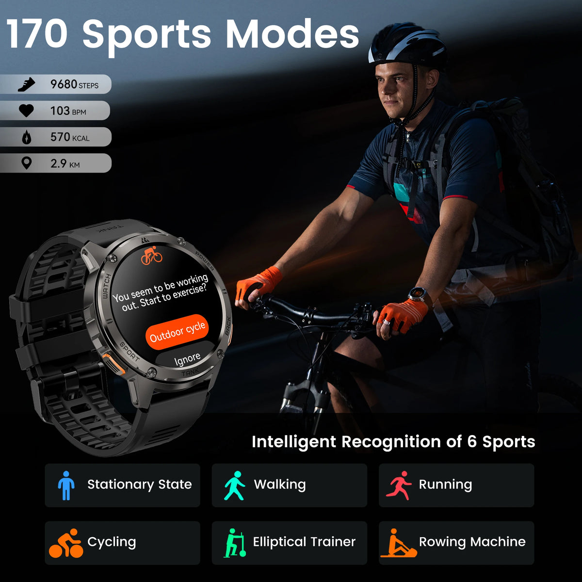 KOSPET Tank T3 AMOLED Smartwatch Bluetooth Calling Fitness Tracking