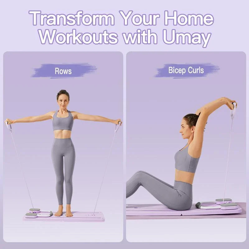 UMAY Foldable Pilates Board Abdominal Trainer With Resistance Tubes
