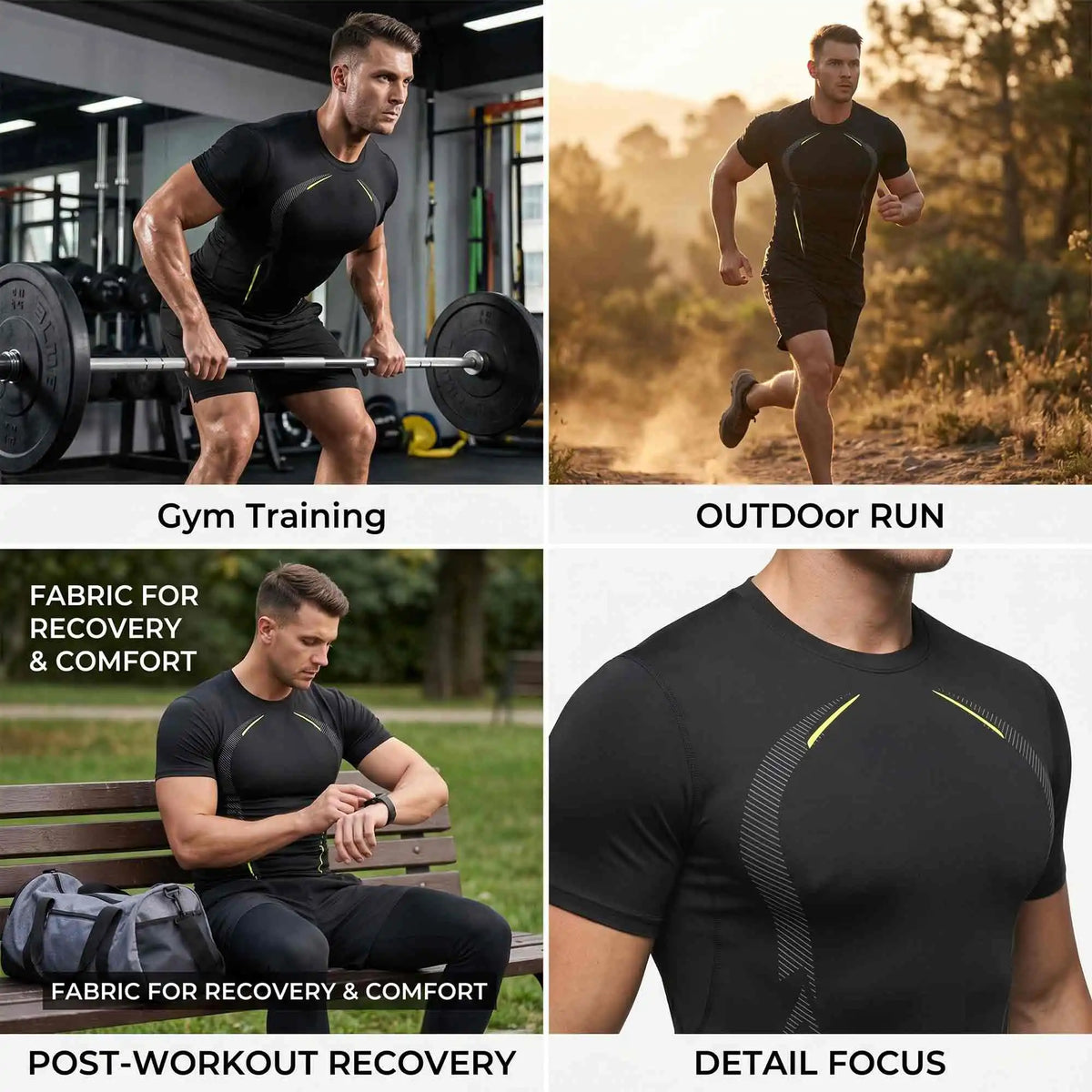 Mens Compression Workout Shirts Quick Dry Athletic Baselayer Training Tops