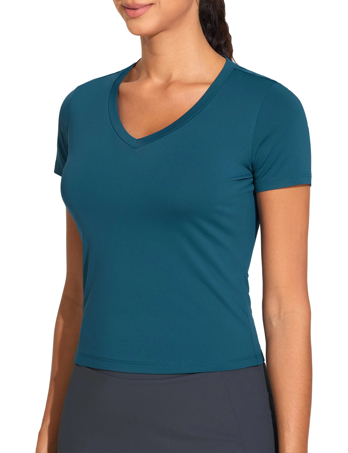 THE GYM PEOPLE Women's V-Neck Crop Workout Yoga Tee