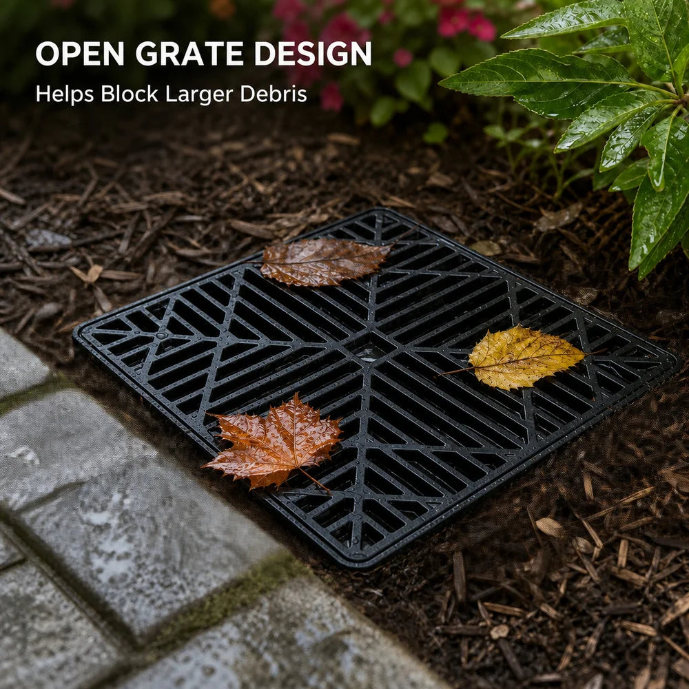 Outdoor Drain Catch Basin Kit With Grate And Flexible Pipe