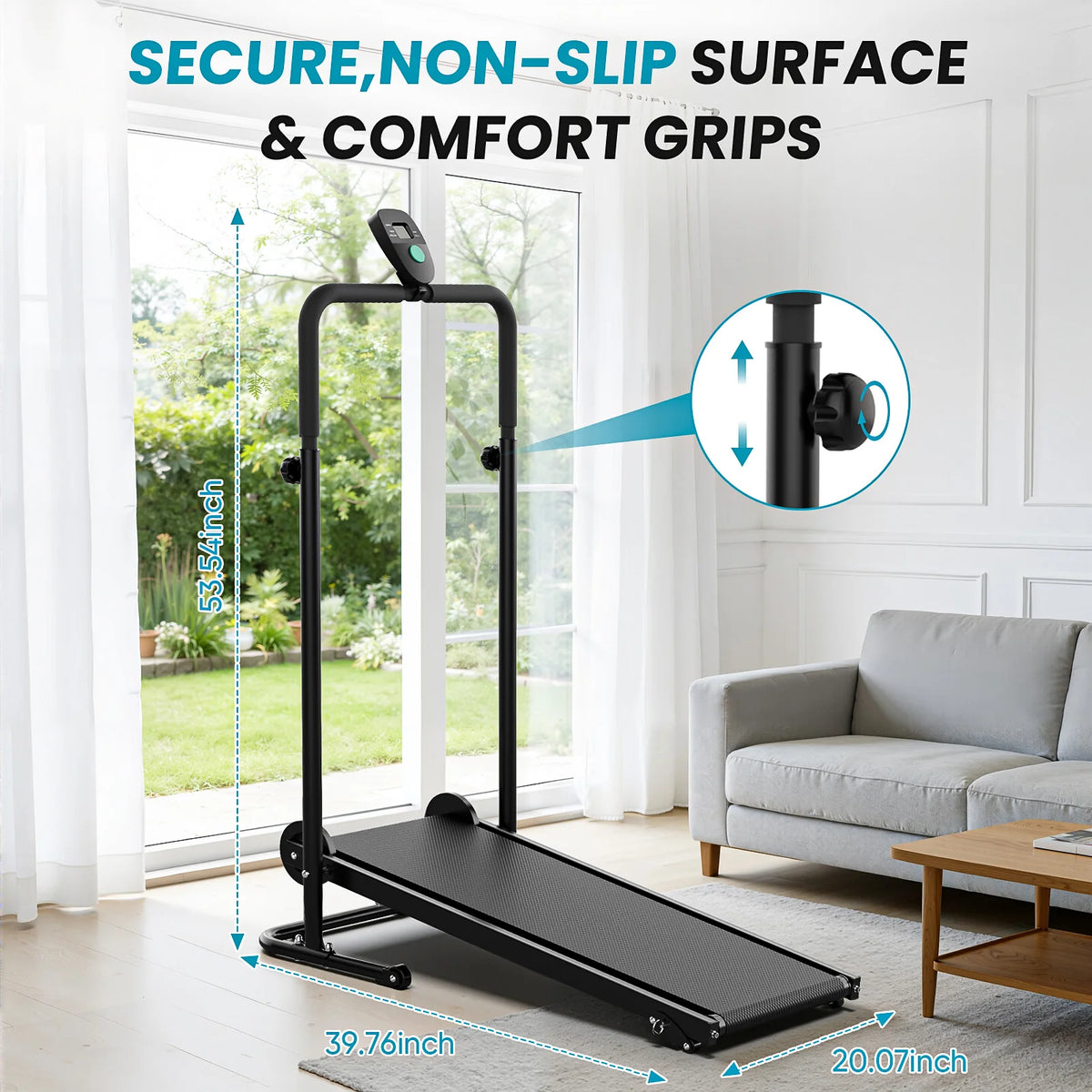 AKLUER Non Motorized Treadmill With Adjustable Incline And LCD Monitor