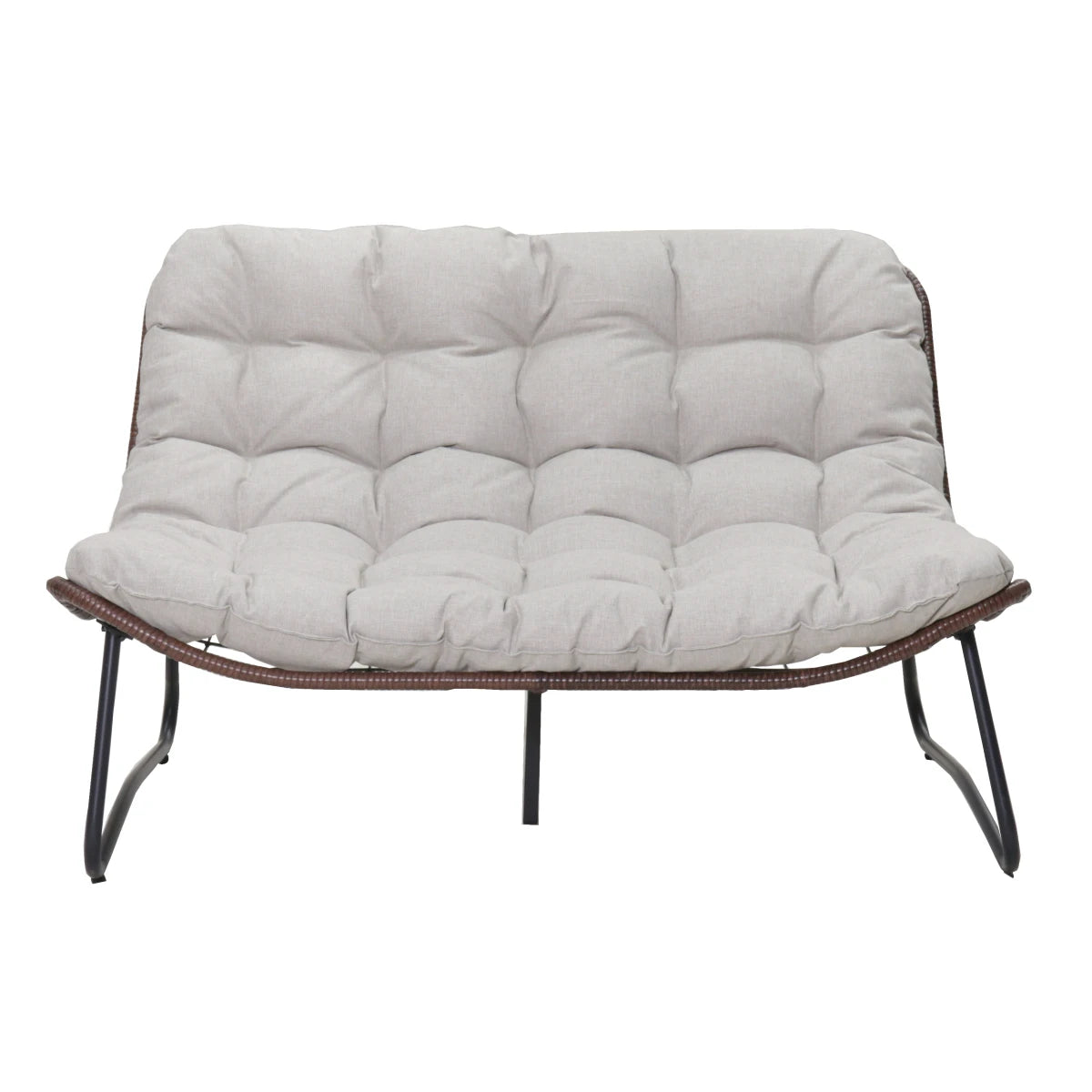 Outdoor Wicker Patio Loveseat Glider Bench With Thick Cushions