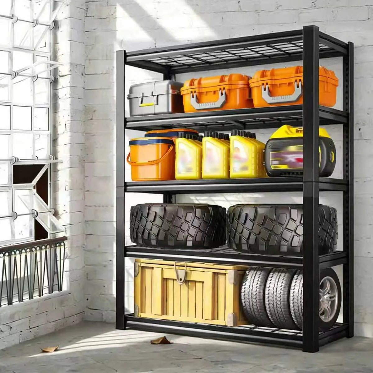 Sarenzoon Commercial Grade Adjustable Double Layer Metal Shelving Rack