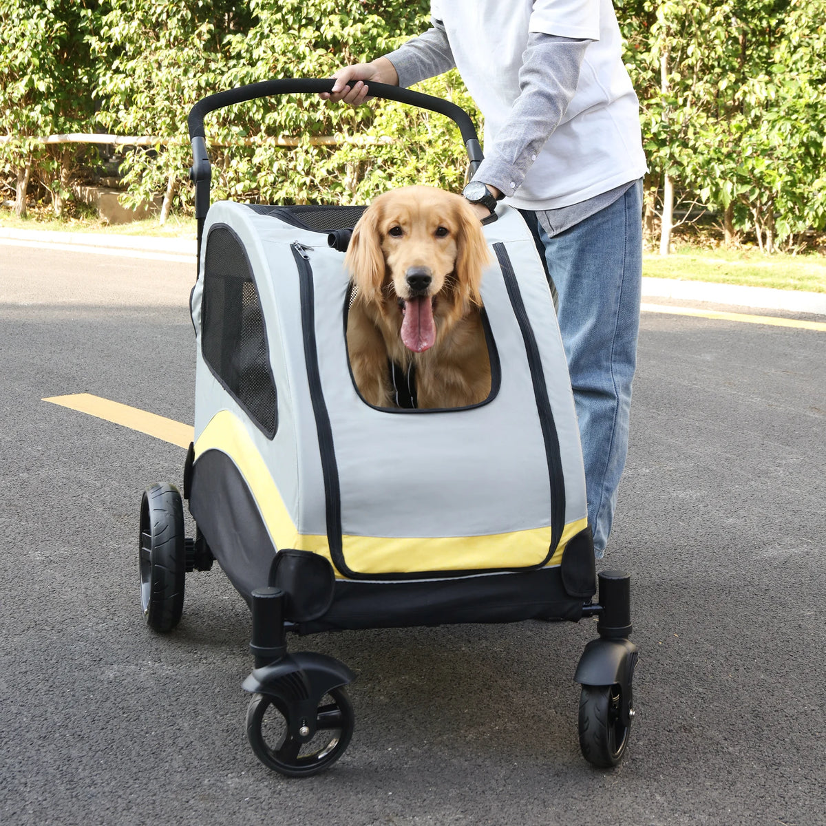 Foldable Four Wheel Pet Stroller for Dogs and Cats