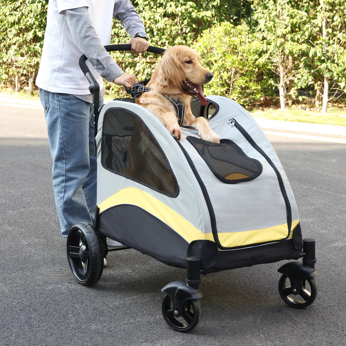 Foldable Four Wheel Pet Stroller for Dogs and Cats