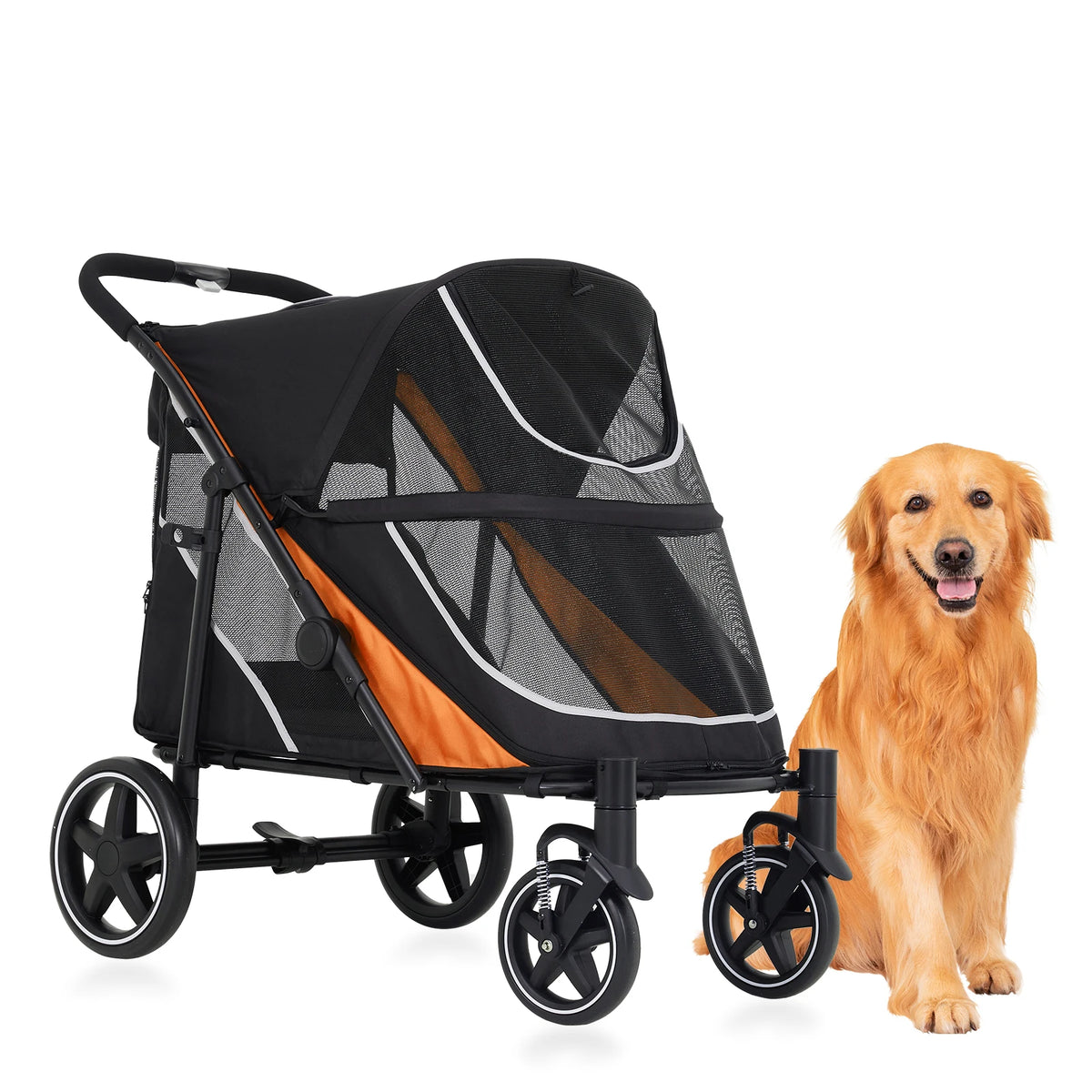Foldable Pet Stroller for Large Dogs and Two Small Dogs
