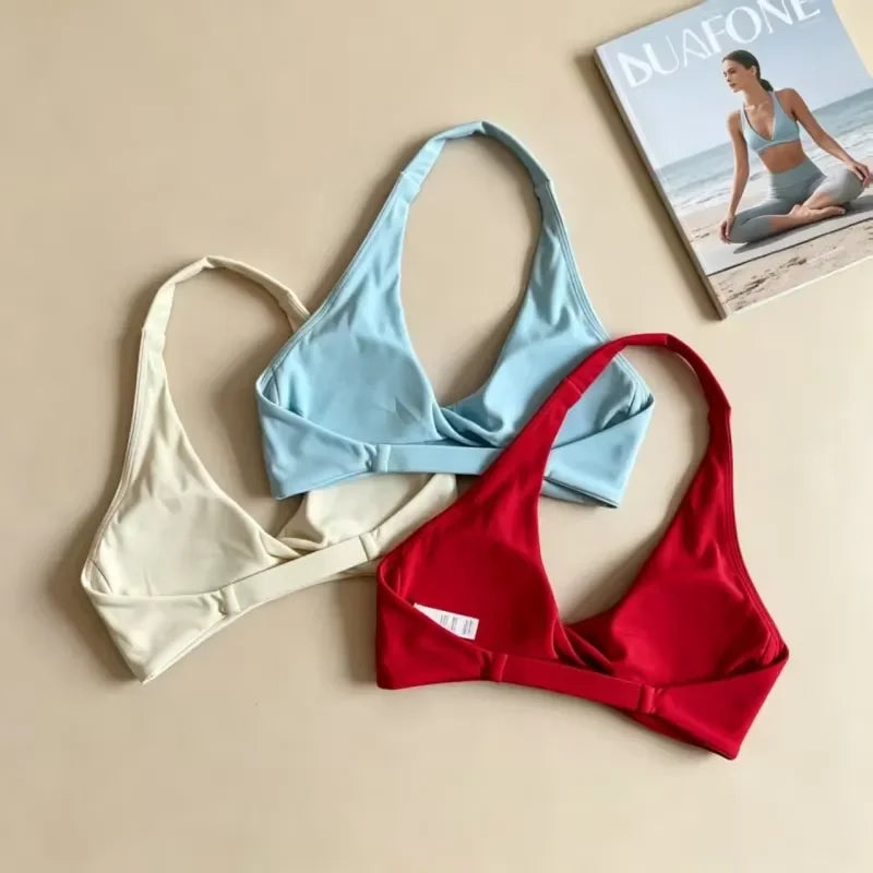 Halter Backless Padded Sports Bra for Yoga and Fitness Workouts