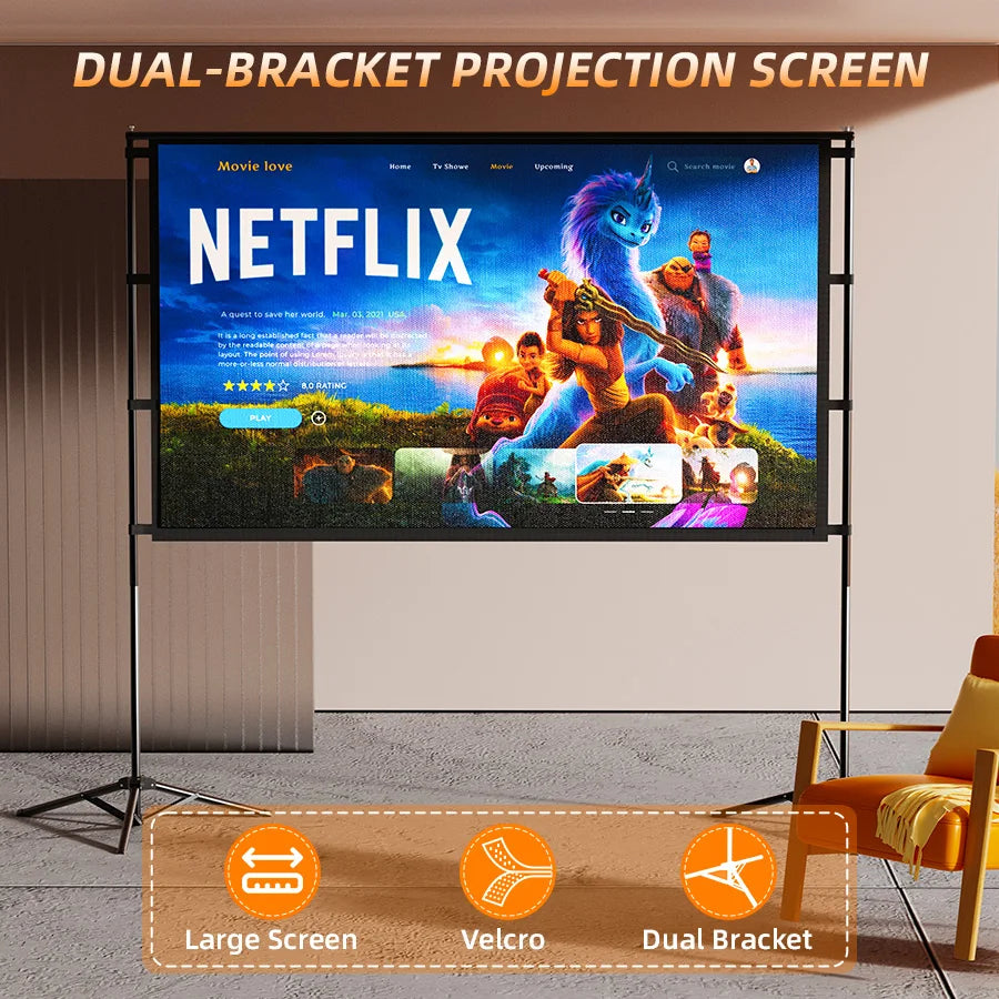 XBJ Portable Projector Screen With Durable Tripod Stand For Outdoors