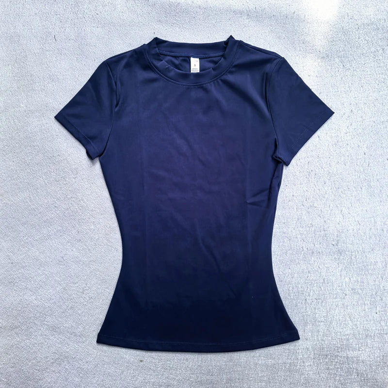 Women's Seamless Short Sleeve Yoga Crop Top for Gym Workouts