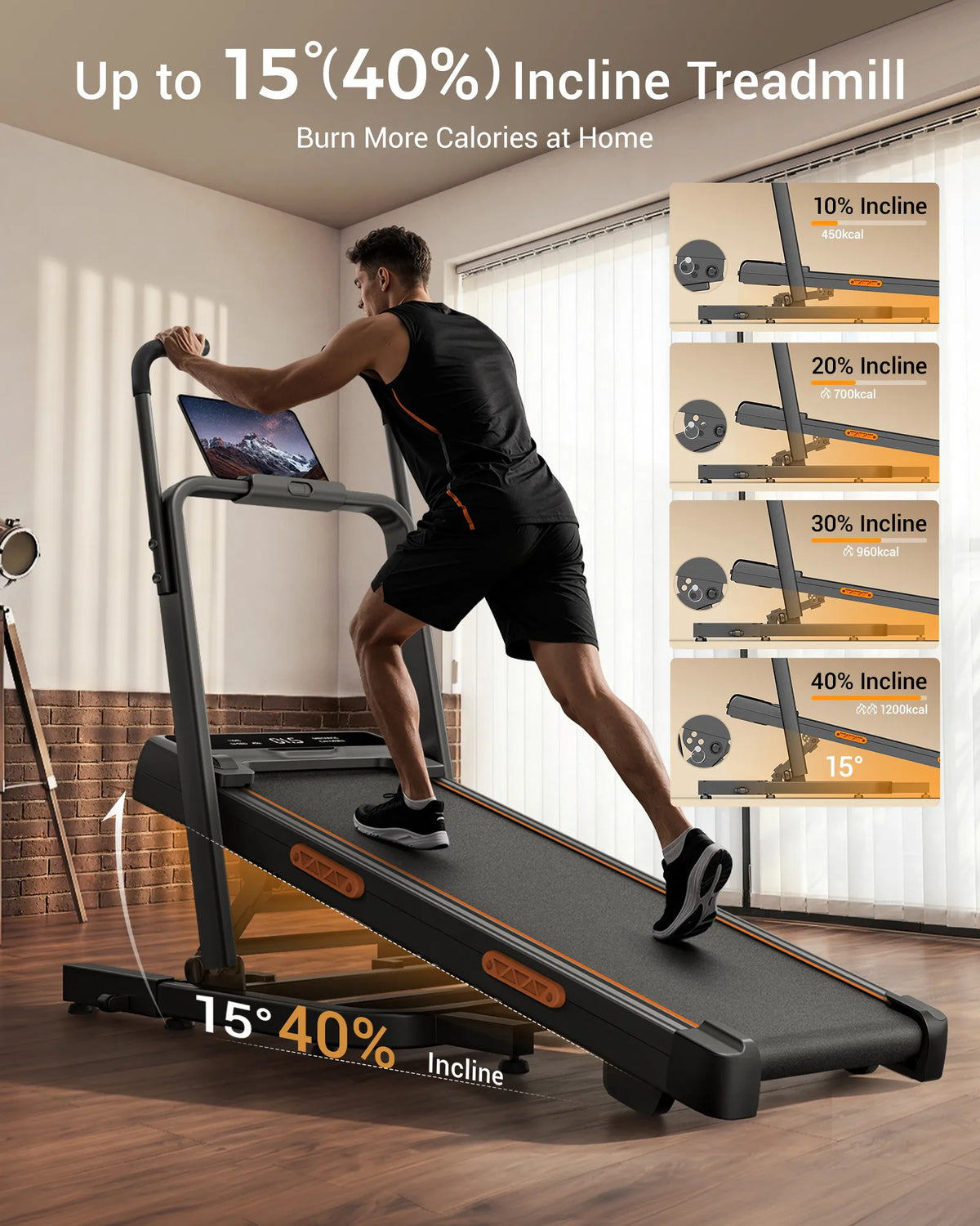 UMAY Electric Treadmill with Incline, LED Display and Shock Absorption