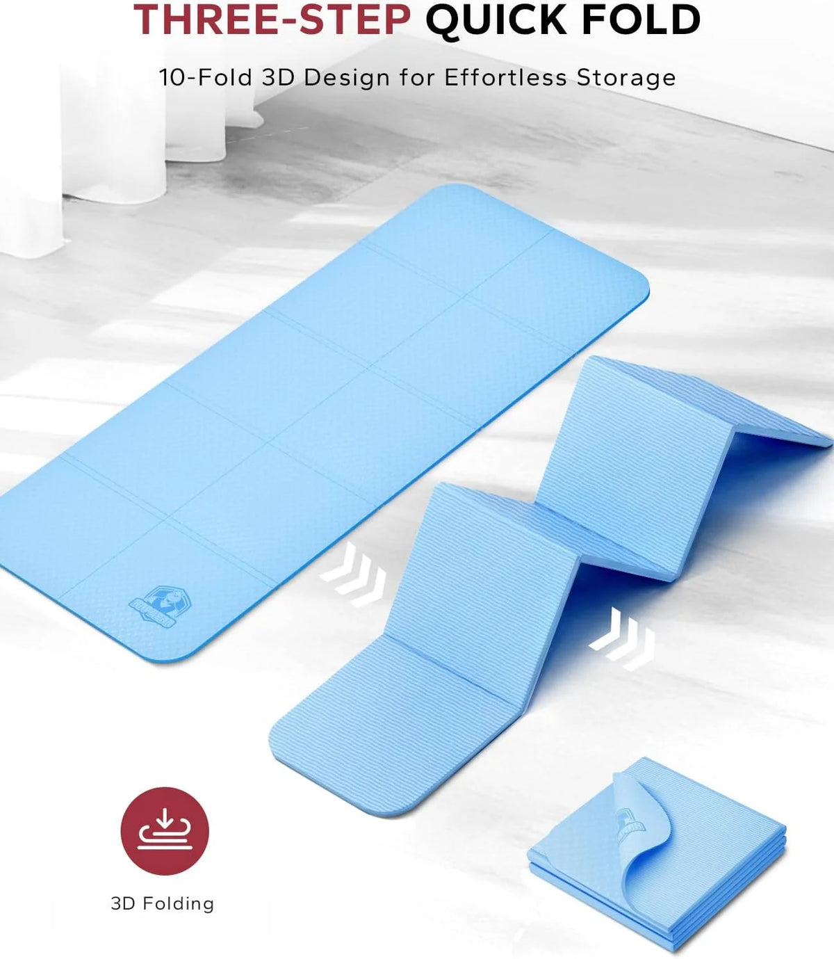 HAPBEAR Foldable TPE Yoga Mat Non Slip Portable Travel Fitness