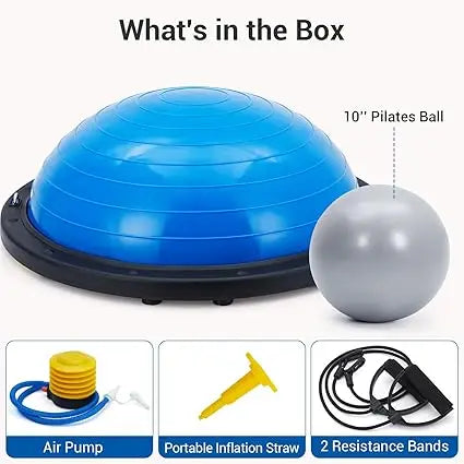 Stability Half Exercise Ball Trainer With Bands For Fitness