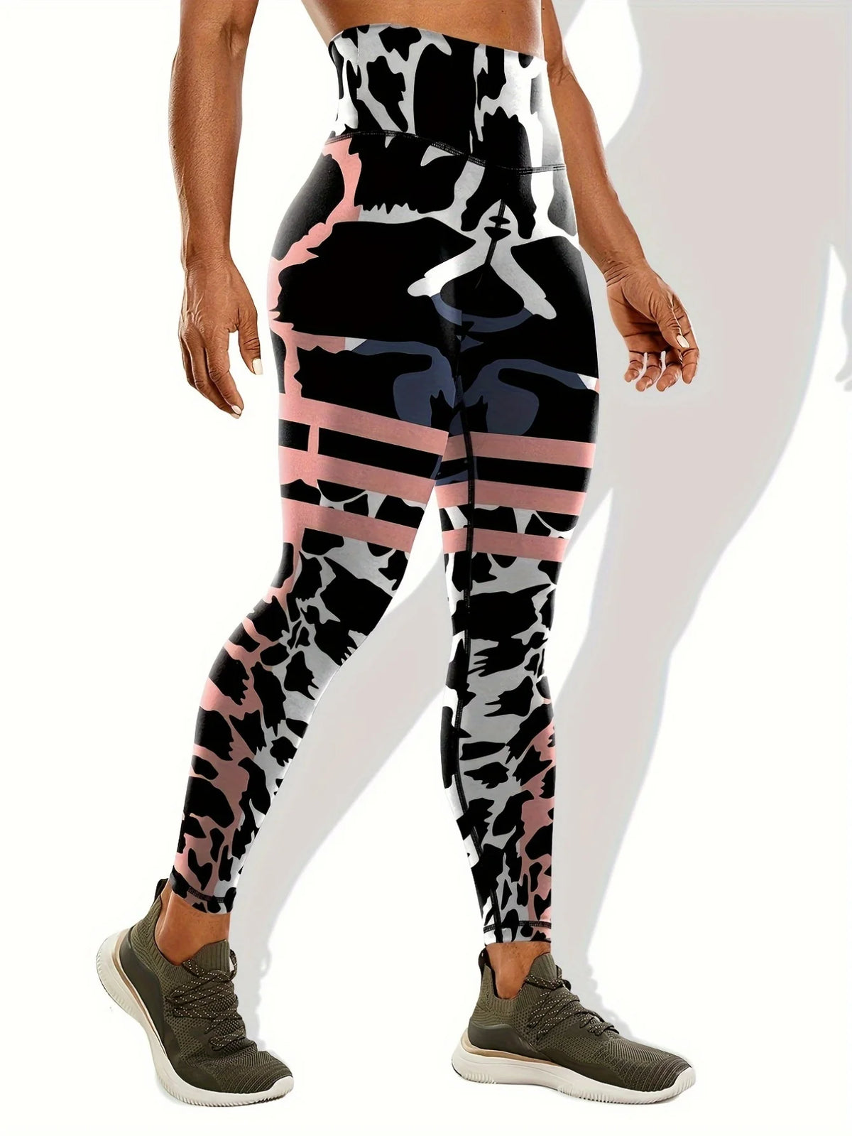 Women's High Waist Leopard Print Stretch Yoga Leggings for Workouts