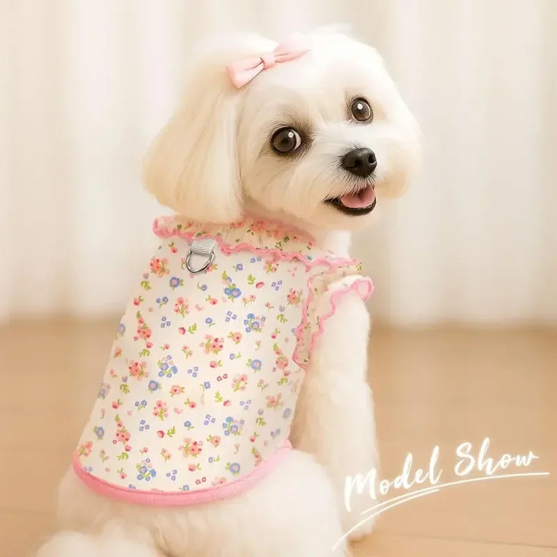 Breathable Summer Pet Shirt With Ruffled Sleeves For Dogs