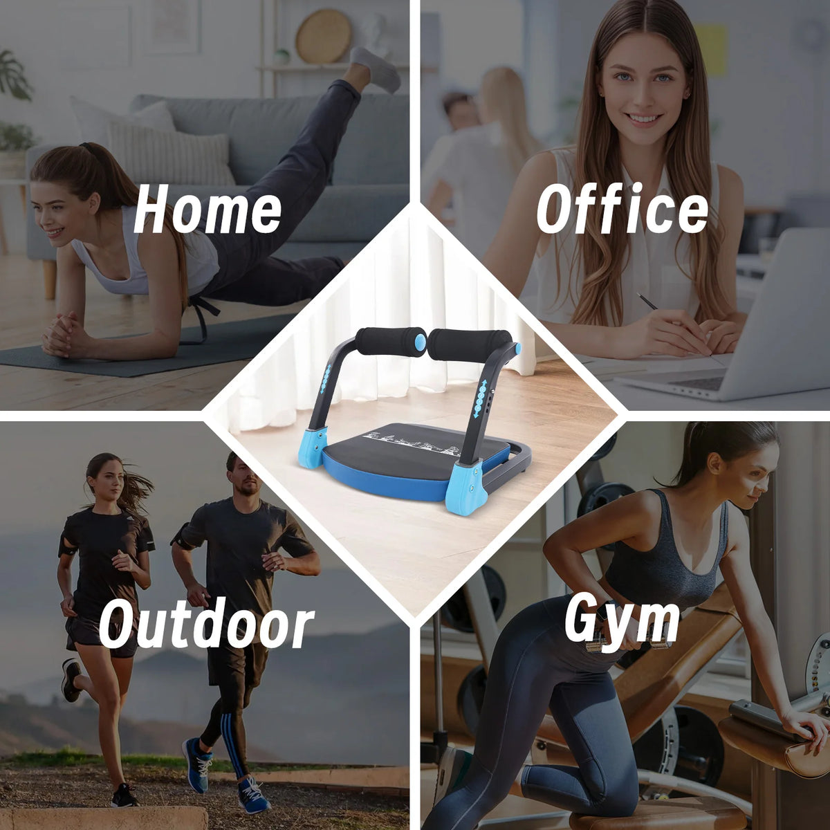 Foldable Abdominal Trainer with Cushioned Pad and Adjustable Resistance