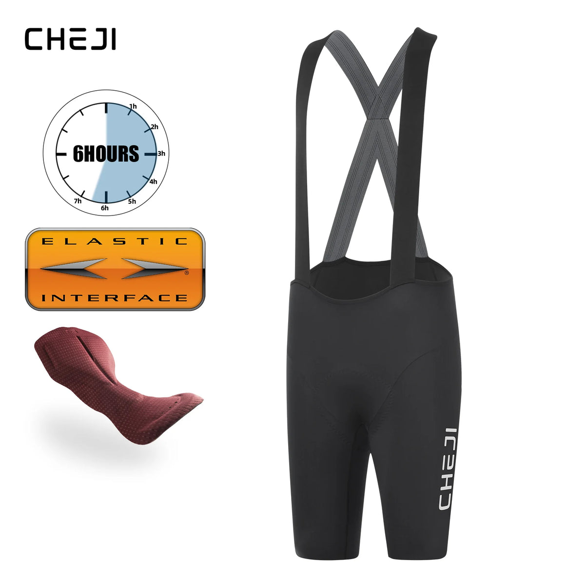Cheji Men's Cycling Bib Shorts With Breathable Quick Drying Comfort