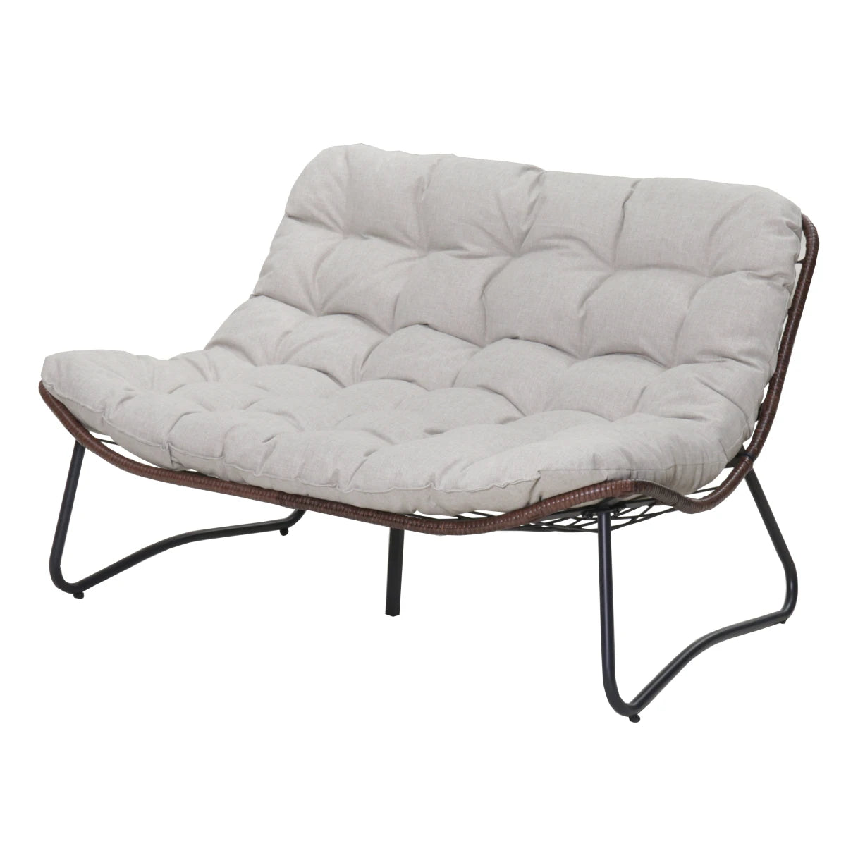 Outdoor Wicker Patio Loveseat Glider Bench With Thick Cushions