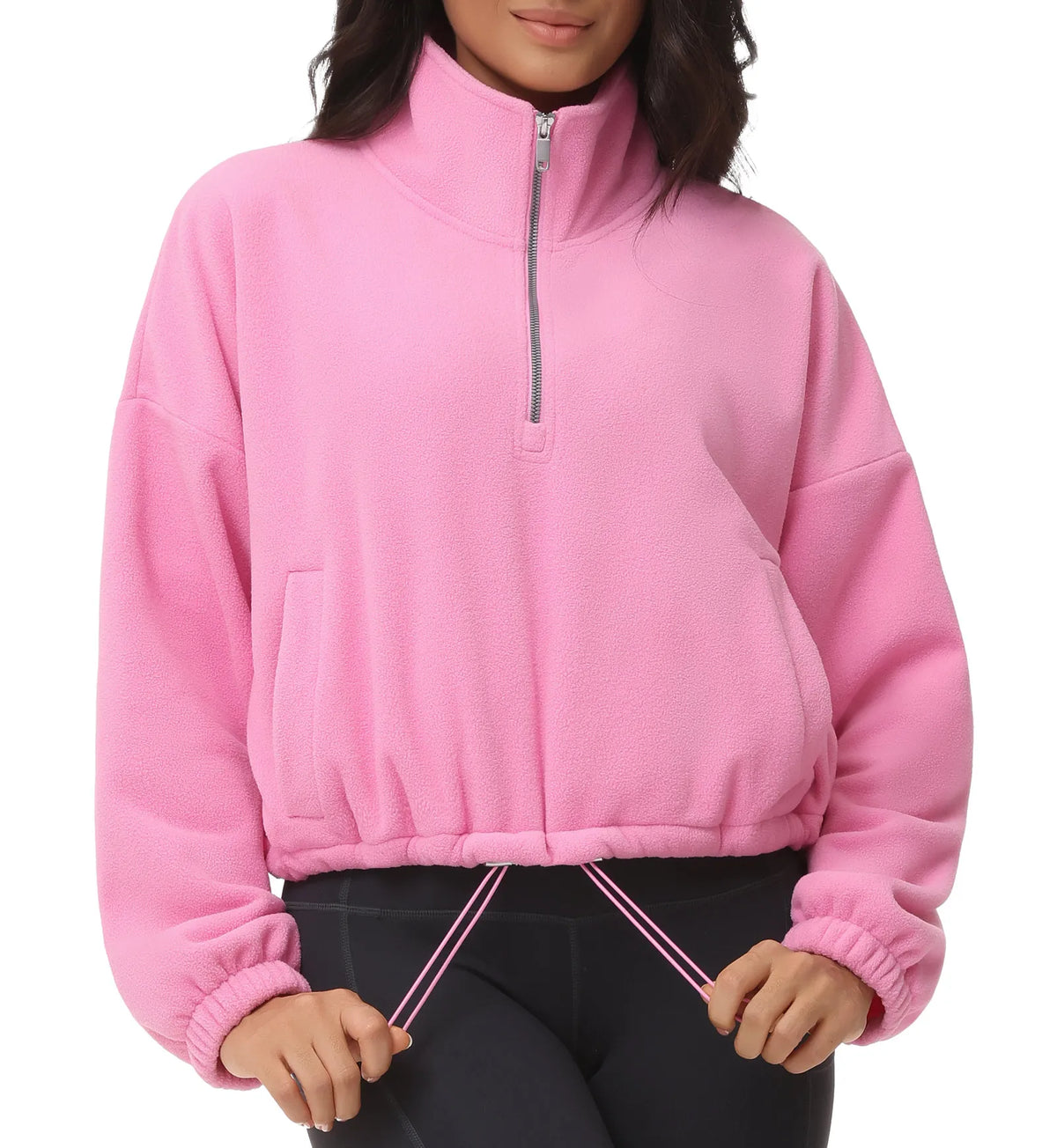 THE GYM PEOPLE Women's Half Zip Fleece Sweatshirt With Pockets