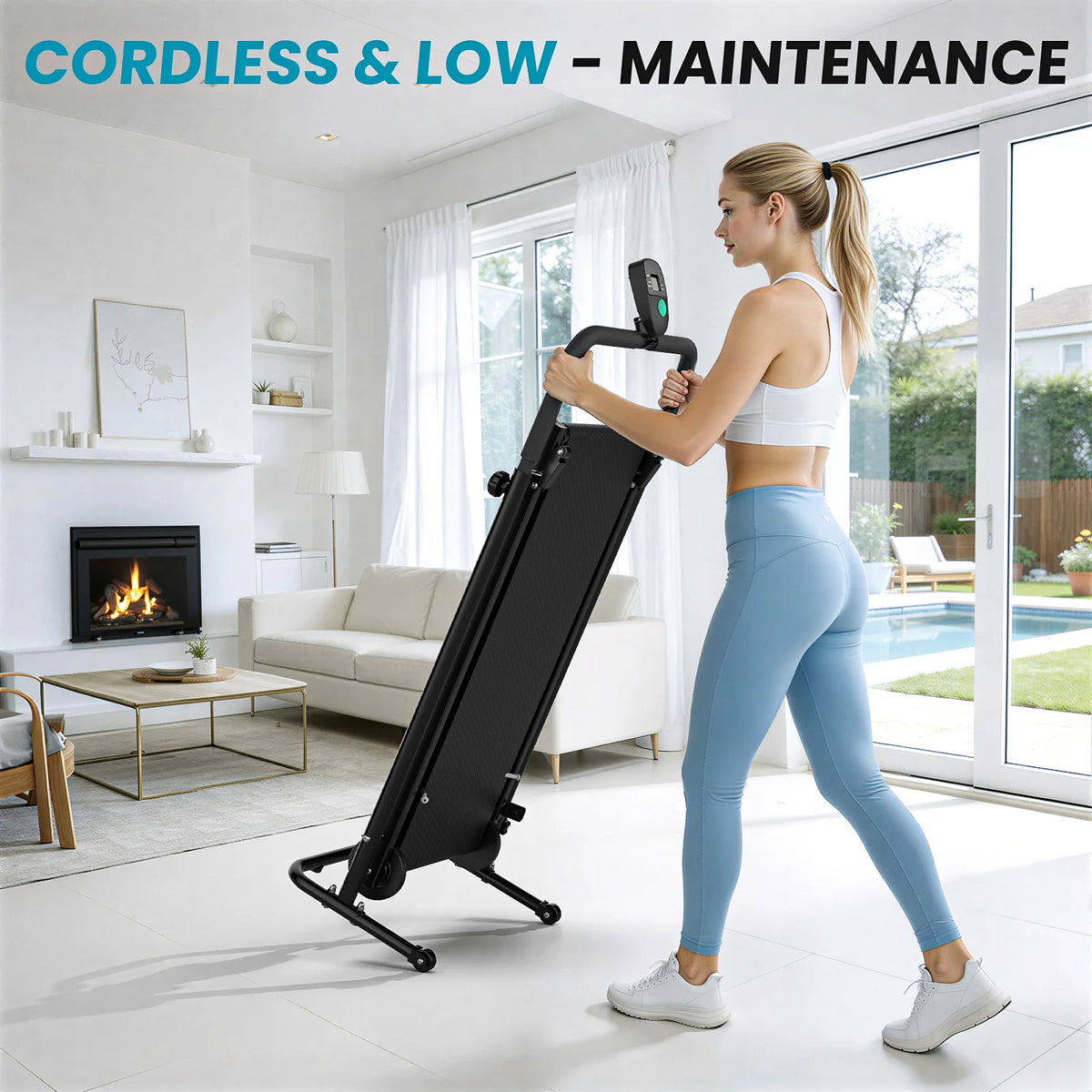 AKLUER Non Motorized Treadmill With Adjustable Incline And LCD Monitor