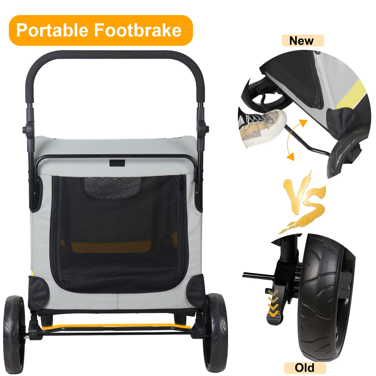 Foldable Dog Stroller Pram With Four Wheels For Travel