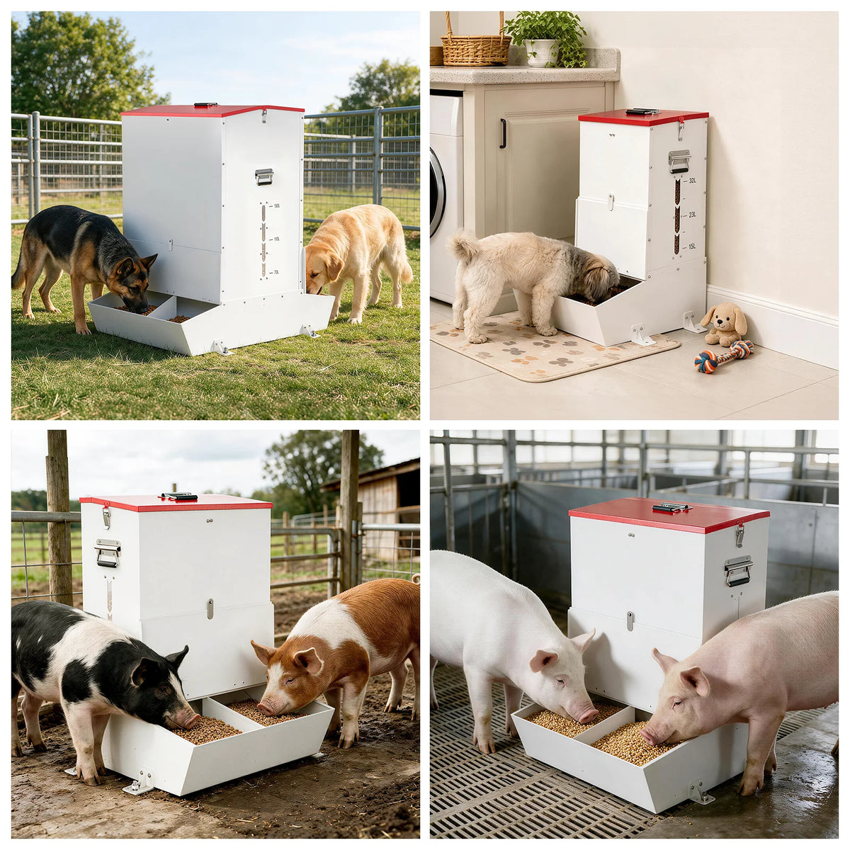 Lockable Automatic Metal Gravity Feeder for Dogs and Farm Animals