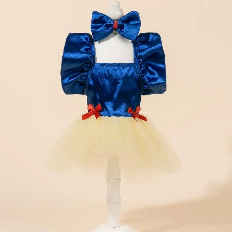 Printed Princess Pet Dress With Bow For Dogs And Cats
