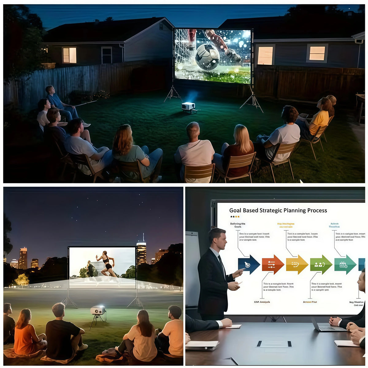 XBJ Portable Projector Screen With Durable Tripod Stand For Outdoors