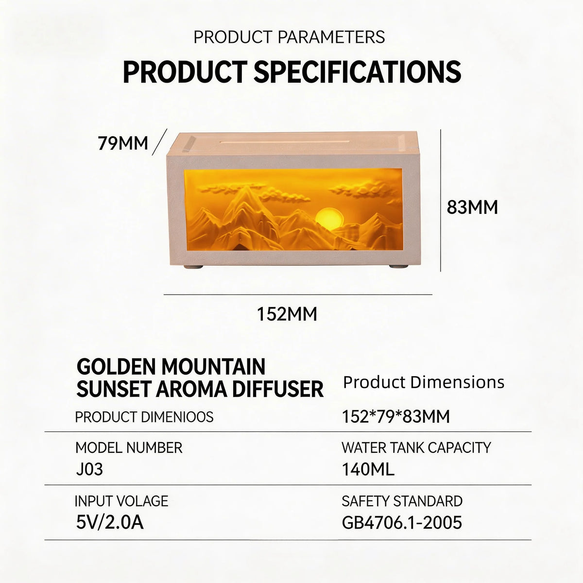 Sunrise Mountain Ultrasonic Aromatherapy Air Diffuser Humidifier