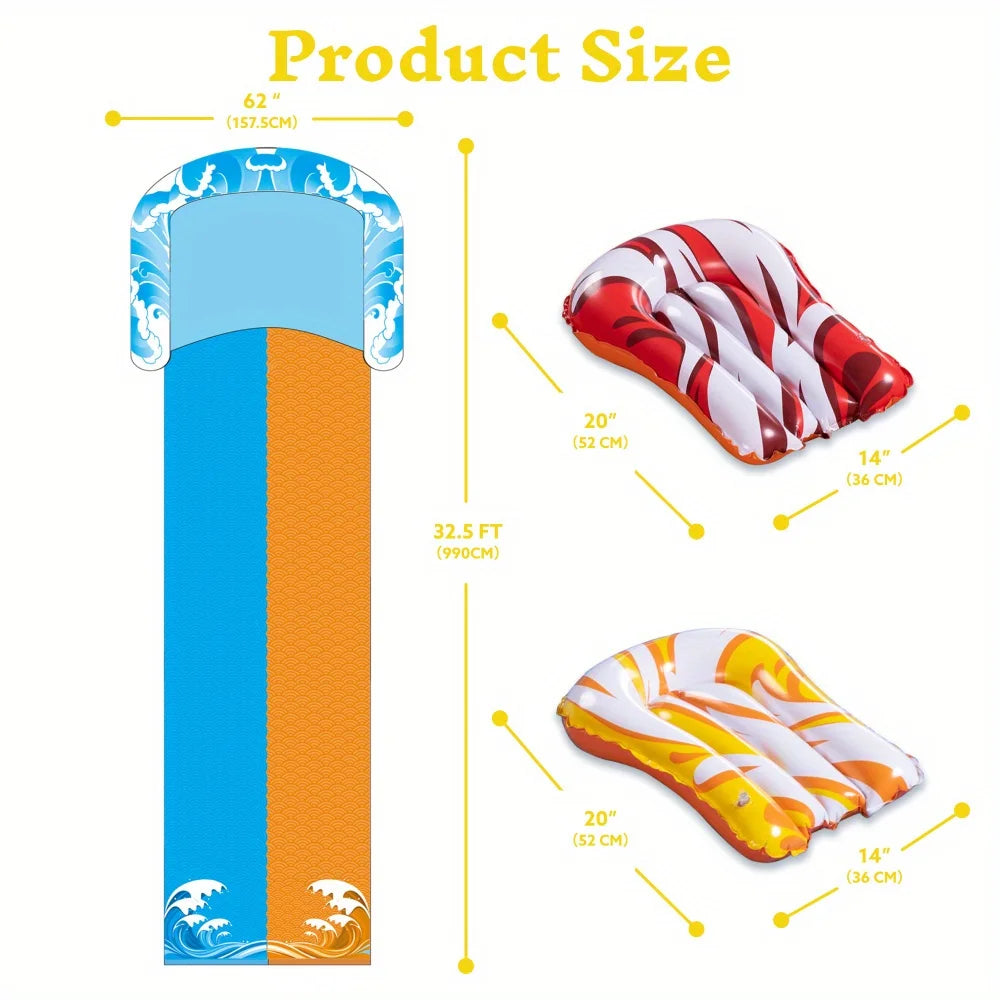 Joyfy Inflatable Water Slide Dual Racing Lanes Splash Sprayer