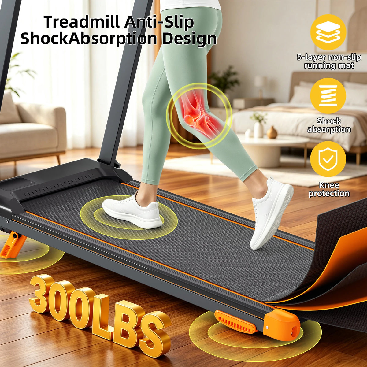 Foldable Walking Pad Treadmill With Adjustable Incline And HIIT Modes