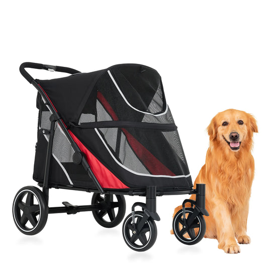 Foldable Pet Stroller for Large Dogs and Two Small Dogs