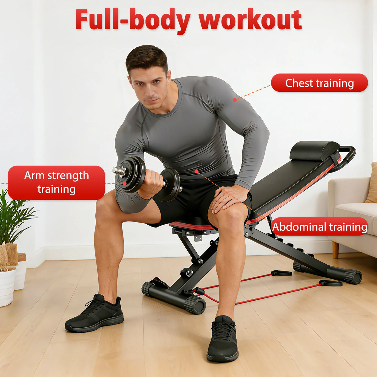 Foldable Multi Functional Dumbbell Bench for Full Body Strength Training