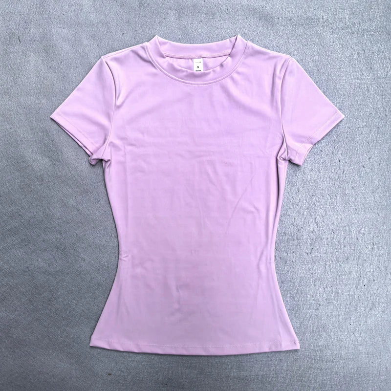 Women's Seamless Short Sleeve Yoga Crop Top for Gym Workouts