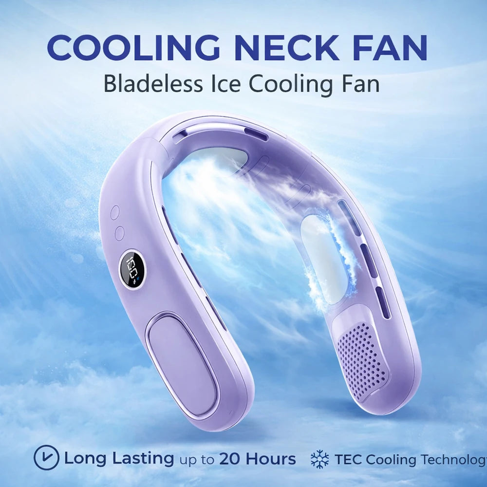 Portable Bladeless Neck Fan With Five Speed Adjustable Cooling