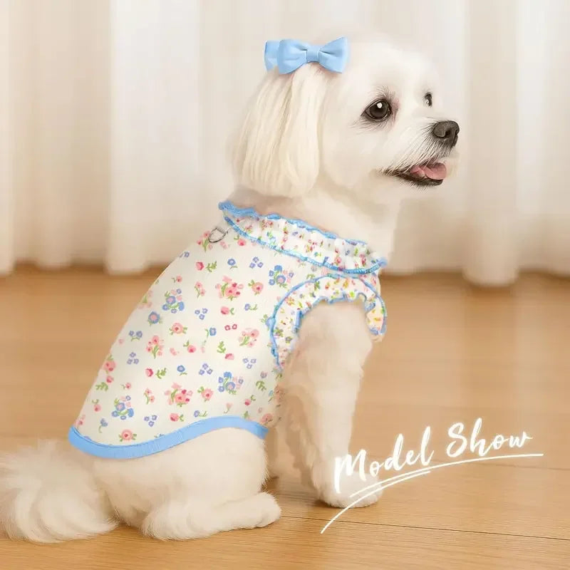 Breathable Summer Pet Shirt With Ruffled Sleeves For Dogs