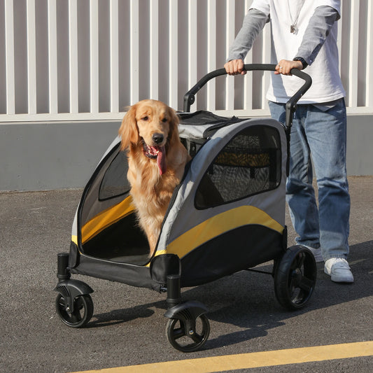 Foldable Four Wheel Pet Stroller for Dogs and Cats