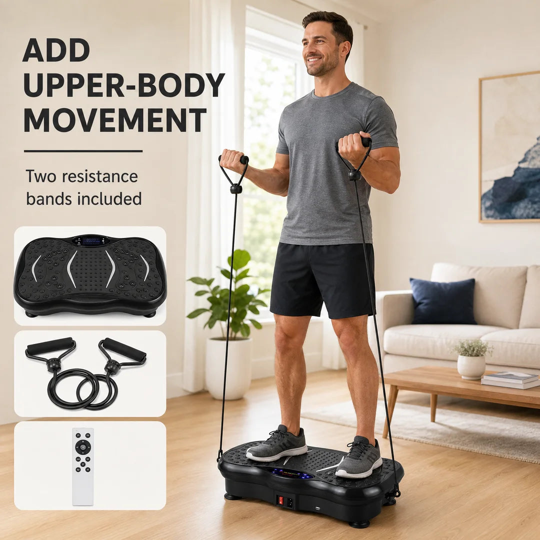 Compact Vibration Plate Exercise Machine With LCD And Resistance Bands