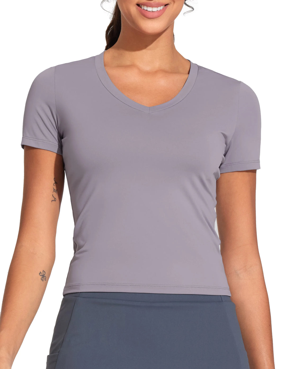 THE GYM PEOPLE Women's V-Neck Crop Workout Yoga Tee